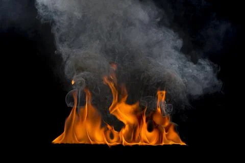Fire flames on black background Stock Photos