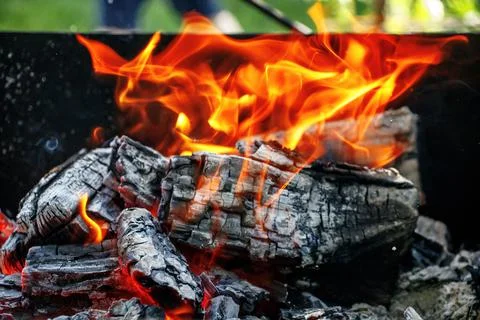 Fire flames on a black background Foto stock