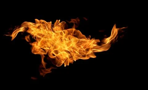 Fire flames on a black background Stock Photos