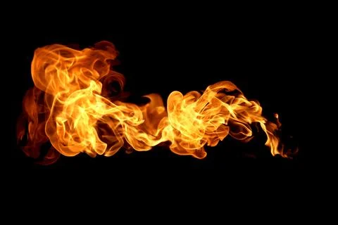 Fire flames on a black background Stock Photos