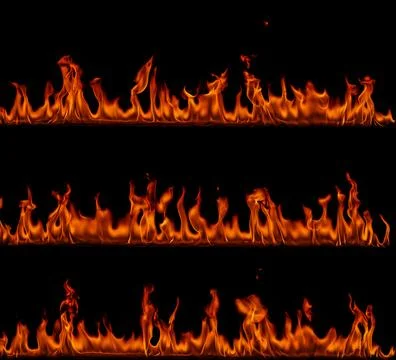 Fire flames on black background Stock Photos