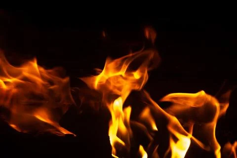 Fire flames on black isolated background. texture Stock Photos