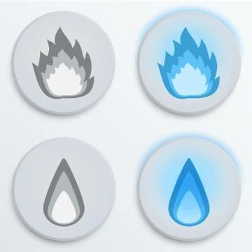 Fire flames blue, set icons, vector illustration Stock Illustration