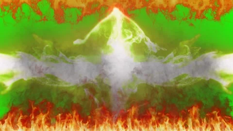 Fire flames border on green screen background with smoke effects for video 스톡 동영상 342898845