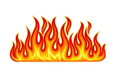 Fire Flames with Bright Orange Blazing Tongues Vector Illustration Illustrazione stock