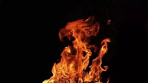Fire Flames Burning Against Black Background In Slow Motion Stock Footage 340676457