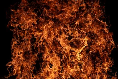 Fire Flames Burning Blaze. Realistic Fire Background. Intense Heat And Ener.. Stock Photos
