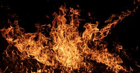 Fire Flames Burning Blaze. Realistic Fire Background. Intense Heat And Energy Stock Photos