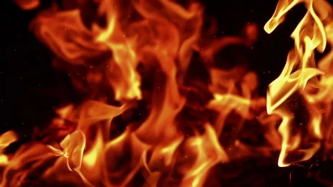Fire Flames Burning Close-Up in Slow Motion Stock Footage 346176092