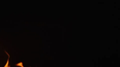 Fire Flames Burning in Darkness, Close Up Stock Footage 346175928