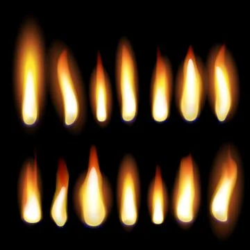 Fire flames burning flaming vector set Stock Illustration