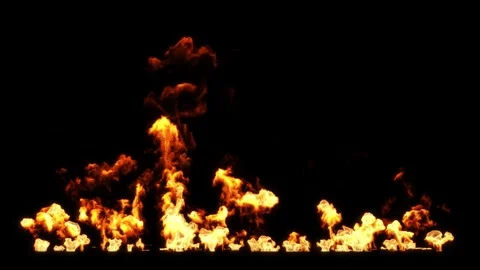 Fire flames burning glow horizontal movement on black backgrounds rendering Vídeos de archivo 331412102