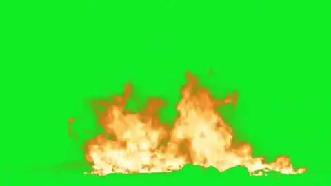 Fire flames burning on green screen background for vfx and cinematic transitions Stock Footage 331197743