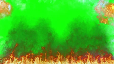 Fire flames burning on green screen background. Intense blaze effect for video Vídeo Stock 339395693