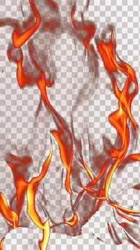 Fire flames burning with red hot sparks on transparent background and textu.. Stock Illustration