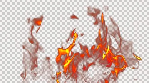 Fire flames burning with red hot sparks on transparent background and textu.. Stock Illustration