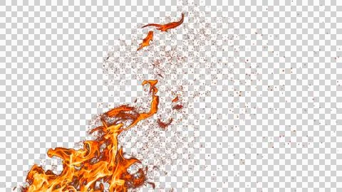 Fire flames burning with red hot sparks on transparent background and textu.. Stock Illustration