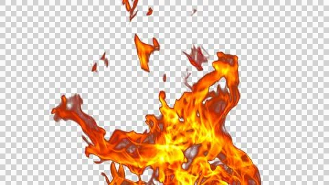 Fire flames burning with red hot sparks on transparent background and textu.. Stock Illustration