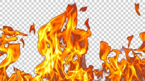 Fire flames burning with red hot sparks on transparent background and textu.. Stock Illustration
