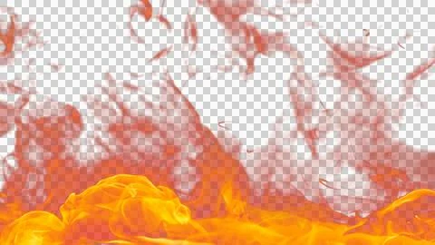 Fire flames burning with red hot sparks on transparent background and textu.. Stock Illustration
