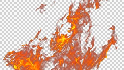 Fire flames burning with red hot sparks on transparent background and textu.. Stock Illustration