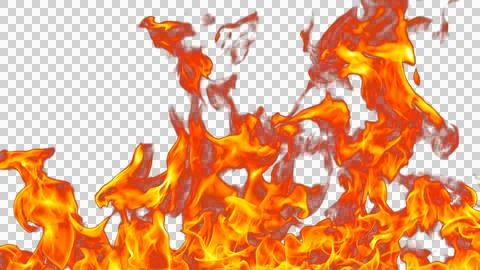 Fire flames burning with red hot sparks on transparent background and textu.. Stock Illustration