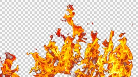 Fire flames burning with red hot sparks on transparent background and textu.. Stock Illustration