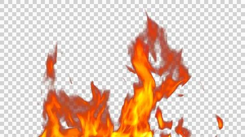 Fire flames burning with red hot sparks on transparent background and textu.. Stock Illustration