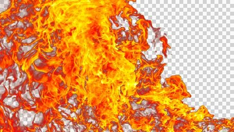 Fire flames burning with red hot sparks on transparent background and textu.. Stock Illustration