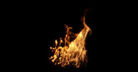 Fire flames burning wall isolated on black backgrounds Stock Footage 331700059