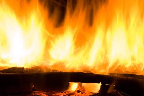 Fire flames in campfire Stock Photos