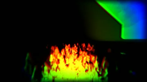 Fire Flames With Color Gradient Background Overlay Stock Footage 346444474