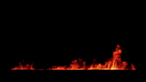 Fire flames combustion row animation on black backgrounds Stock Footage 328339280