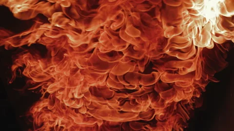 Fire flames crawl along interior house ceiling in dramatic slow motion Stock Footage 232645650