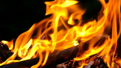 Fire flames in the darkness Stock Footage 158315626