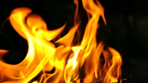 Fire flames in the darkness Stock Footage 158317133