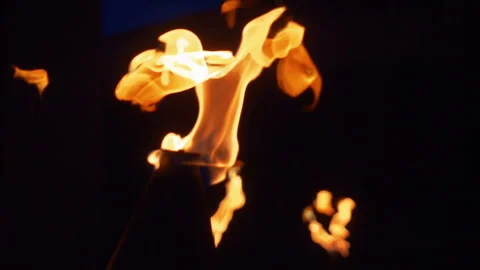 Fire flames on the darkness in slow motion 180fps Stock Footage 105332754