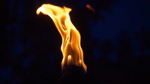 Fire flames on the darkness in slow motion 180fps Stock Footage 105333132