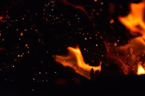 Fire flames design isoleted on black background Stock Photos