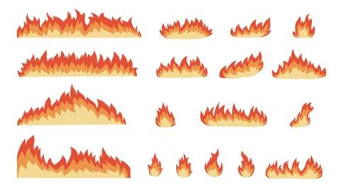 Fire flames elements, fire icons vector, fire with dynamic flames Stock Illustration