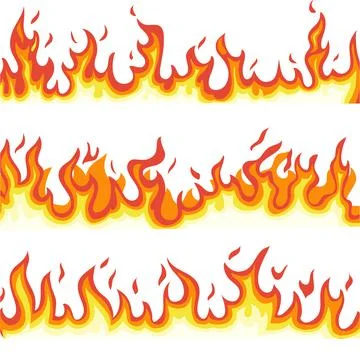 Fire flames flat collection Stock Illustration