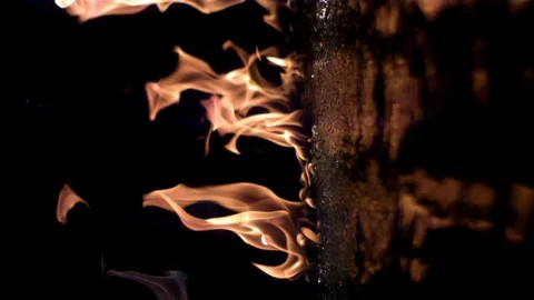 Fire flames in the flowing water Stock Footage 81311414