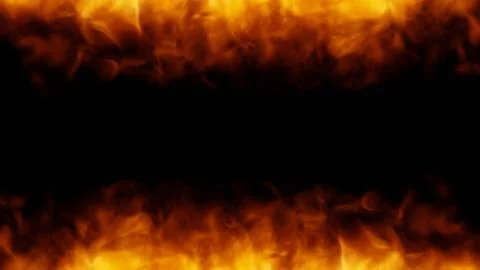 Fire flames frame on black background 3d rendering illustration Stock Illustration
