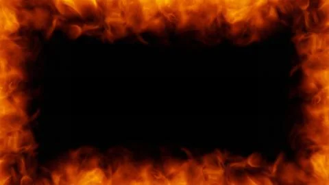 Fire flames frame on black background 3d rendering illustration Stock Illustration