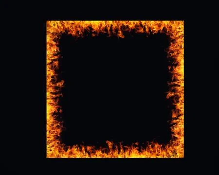 Fire flames frame on black background 写真素材