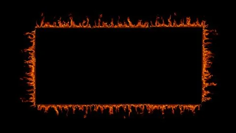 Fire flames frame on black background. Stock Photos