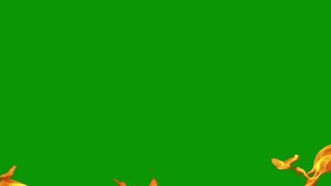 Fire flames green background screen bunch yellow flowers green screen animated Stock Footage 314064193