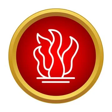 Fire flames hot burning icon in red circle 스톡 일러스트