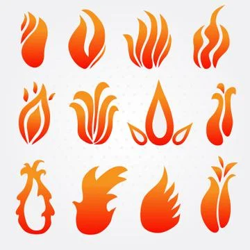 Fire flames icons set Stock Illustration