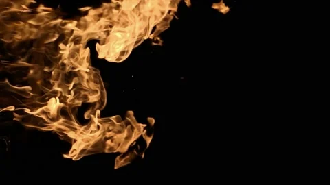 Fire Flames Igniting and blazing up in Slow Motion isolated on black background Stock Footage 113263573